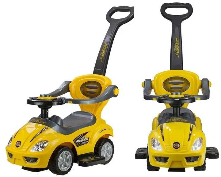 Lean Cars Paspiriama mašinėlė-stumdukas Mega Car 3in1, geltona