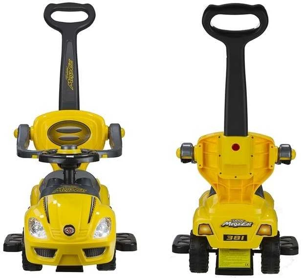 Lean Cars Paspiriama mašinėlė-stumdukas Mega Car 3in1, geltona