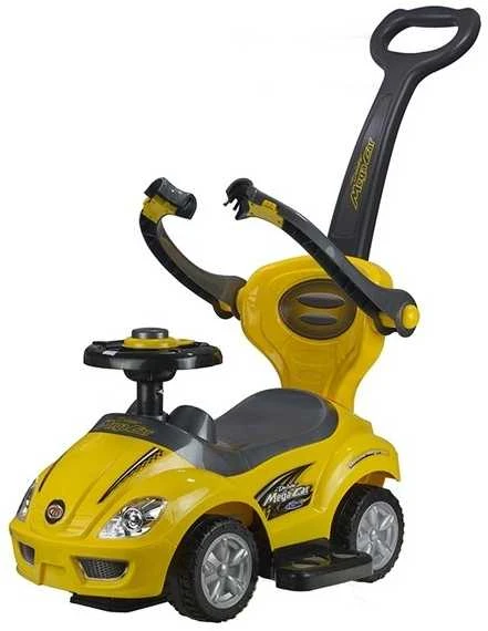 Lean Cars Paspiriama mašinėlė-stumdukas Mega Car 3in1, geltona