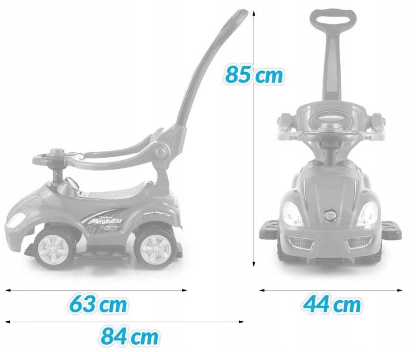 Lean Cars Paspiriama mašinėlė-stumdukas Mega Car 3in1, geltona