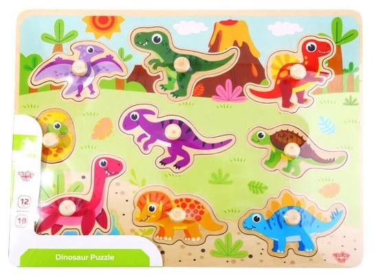 Tooky Toys Paėmę žaislinę medinę montessori dėlionės dėlionės dinozaurai