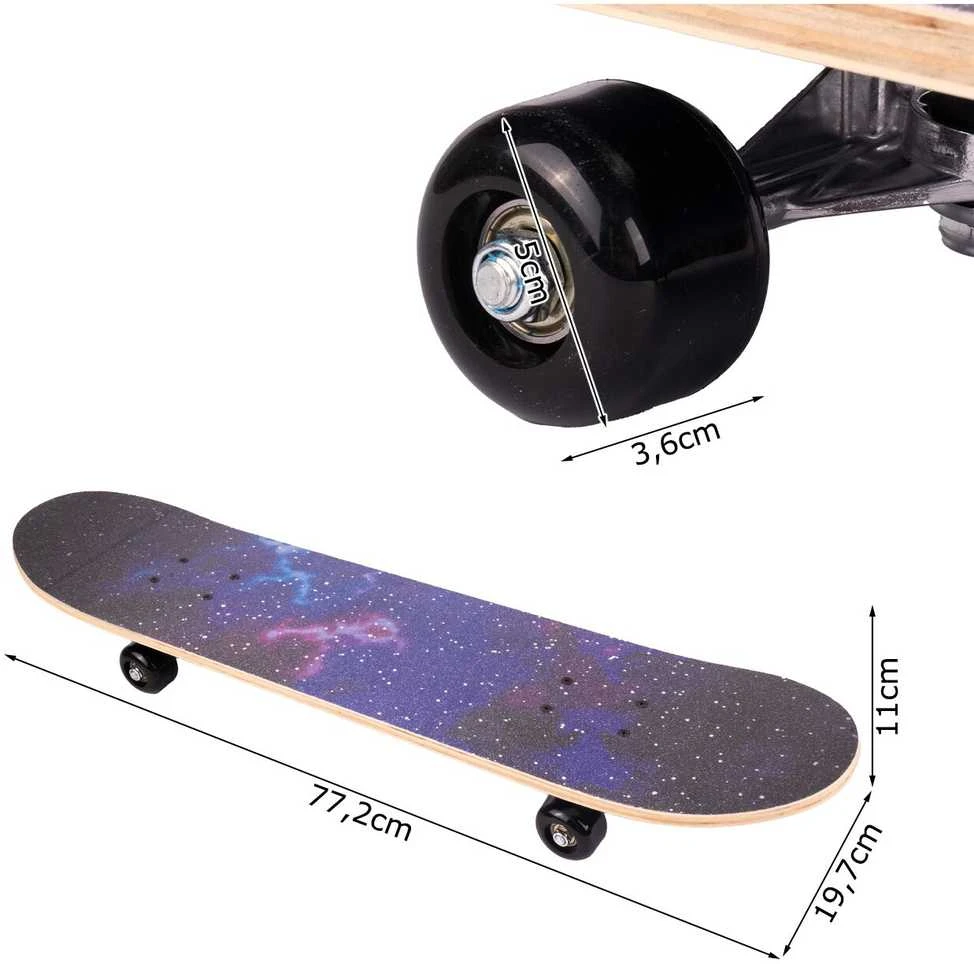 Malplay Medinė didelė riedlentė, ABEC-5 ratai, 100 kg