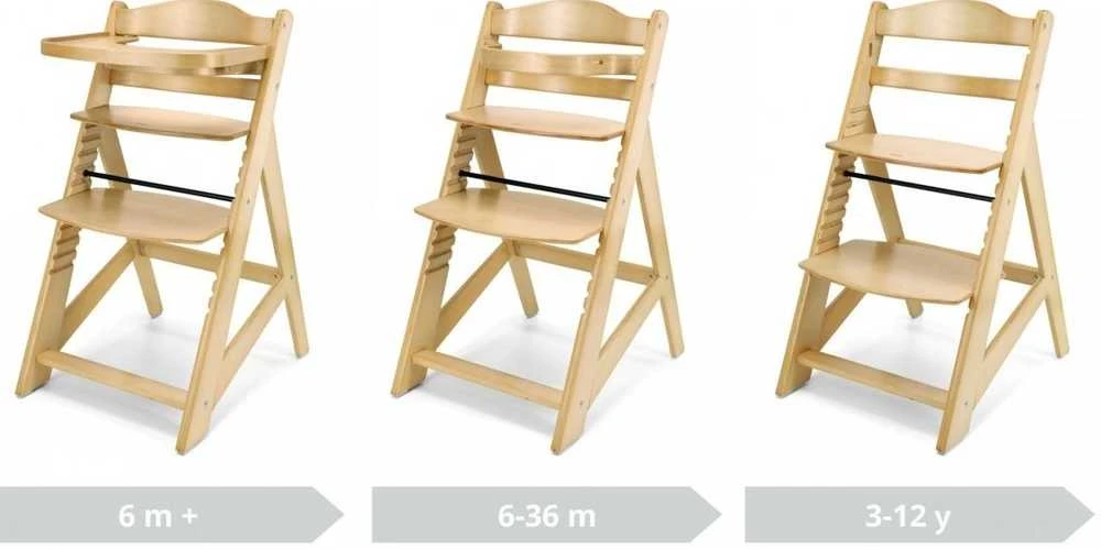 Medinė maitinimo kėdutė WOODY NATURAL 3 IN 1