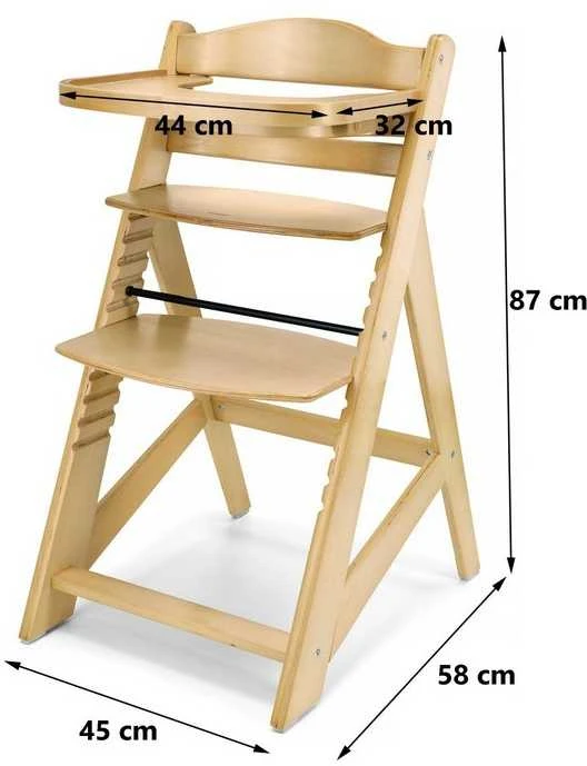 Medinė maitinimo kėdutė WOODY NATURAL 3 IN 1