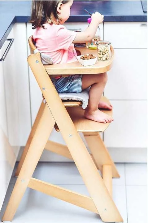 Medinė maitinimo kėdutė WOODY NATURAL 3 IN 1
