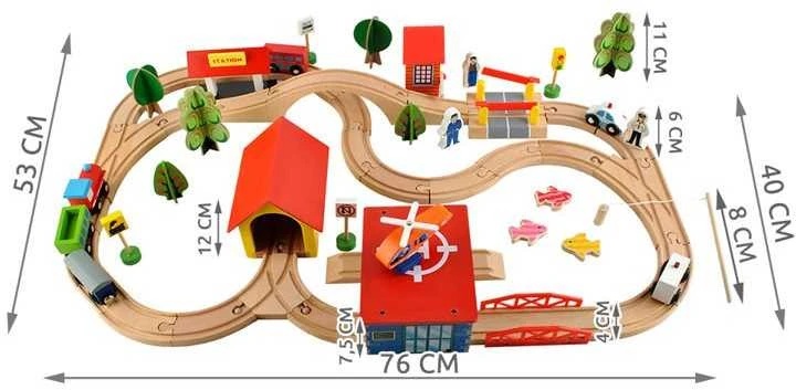 Medinė traukinių trasa su stotim 76 cm.