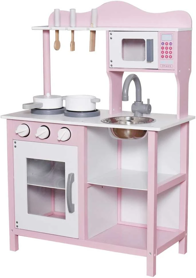 Ricokids Medinė virtuvėlė su priedais Magic Rose