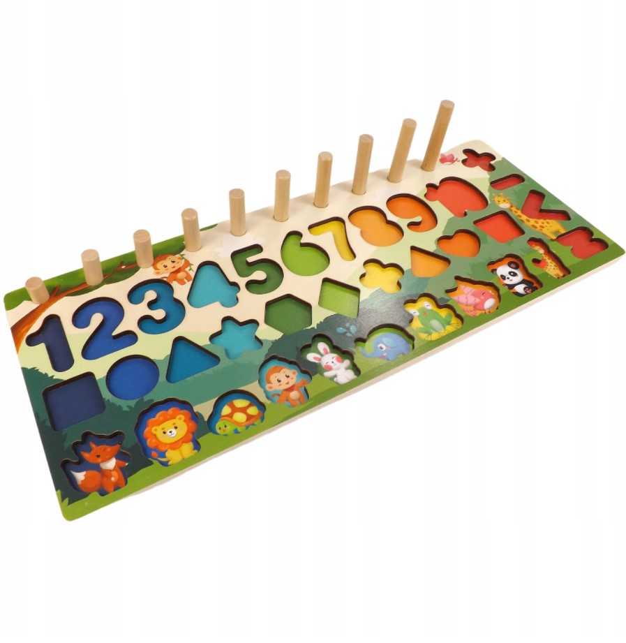 Malplay Montessori medinė dėlionė, mokanti skaičiuoti 6in1