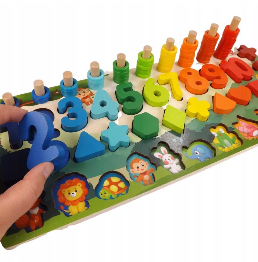 Malplay Montessori medinė dėlionė, mokanti skaičiuoti 6in1