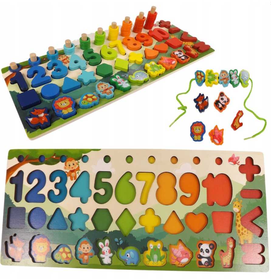 Malplay Montessori medinė dėlionė, mokanti skaičiuoti 6in1