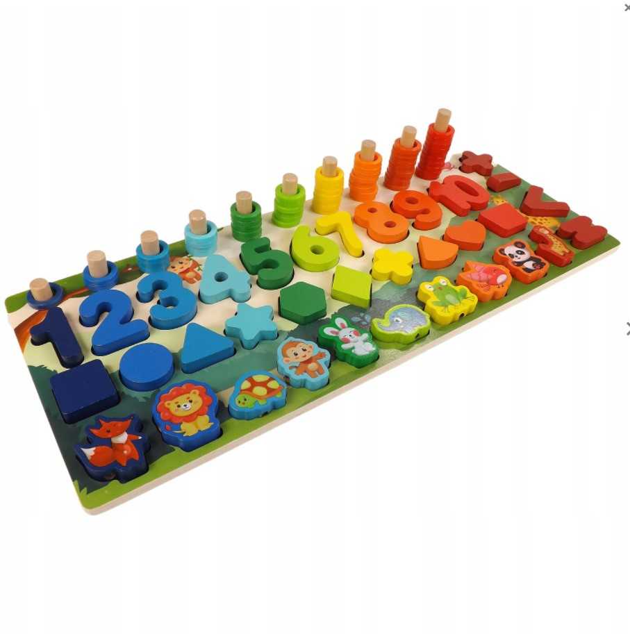 Malplay Montessori medinė dėlionė, mokanti skaičiuoti 6in1