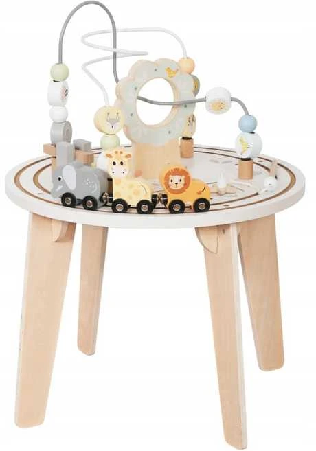Medinis Montessori veiklos staliukas su magnetiniu traukiniu