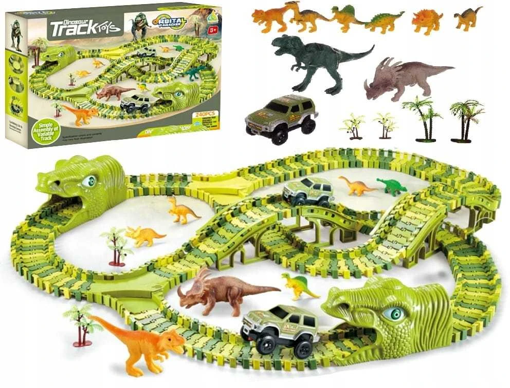 Malplay Žaislinė didžiulė dinozaurų lenktynių trasa su figūrėlėmis, 240 vnt