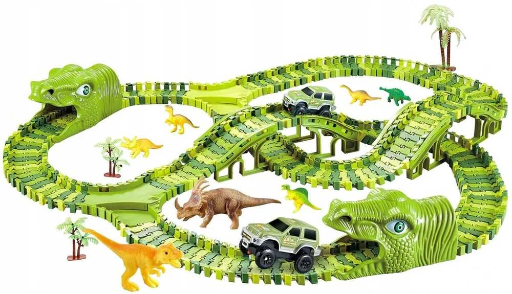 Malplay Žaislinė didžiulė dinozaurų lenktynių trasa su figūrėlėmis, 240 vnt