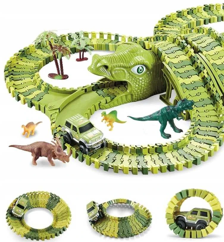 Malplay Žaislinė didžiulė dinozaurų lenktynių trasa su figūrėlėmis, 240 vnt