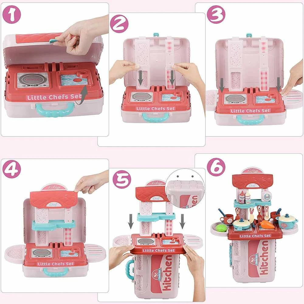Mini virtuvėlė su lagaminu ir priedais 3in1