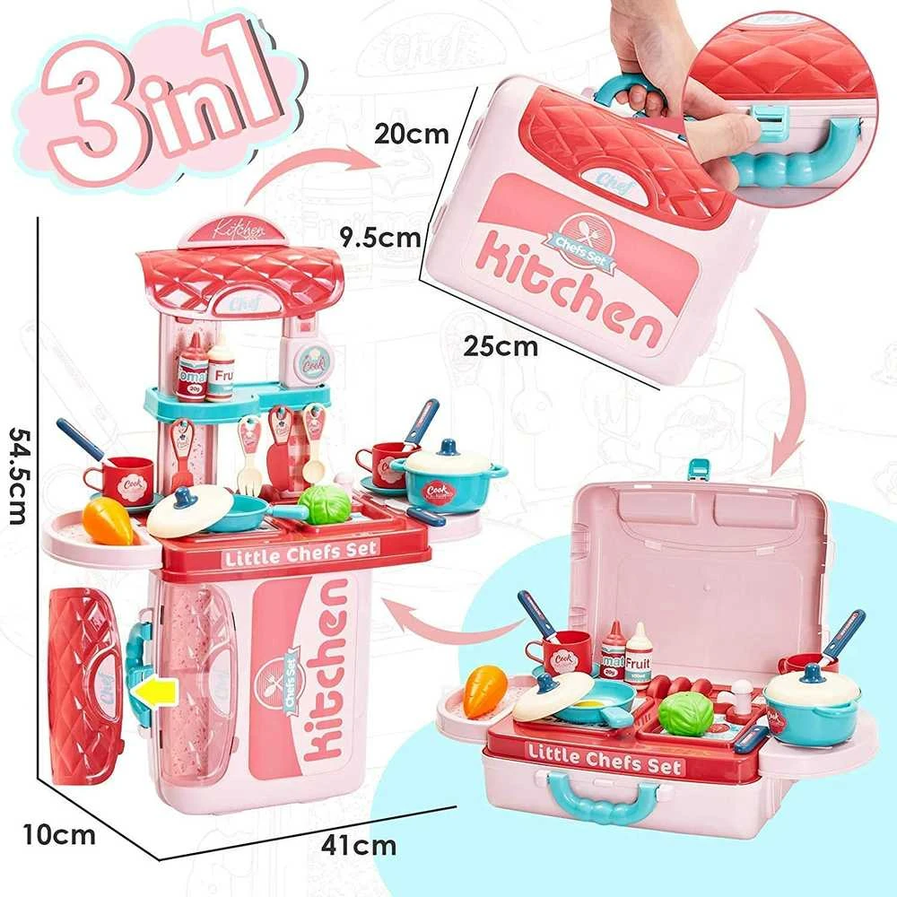 Mini virtuvėlė su lagaminu ir priedais 3in1