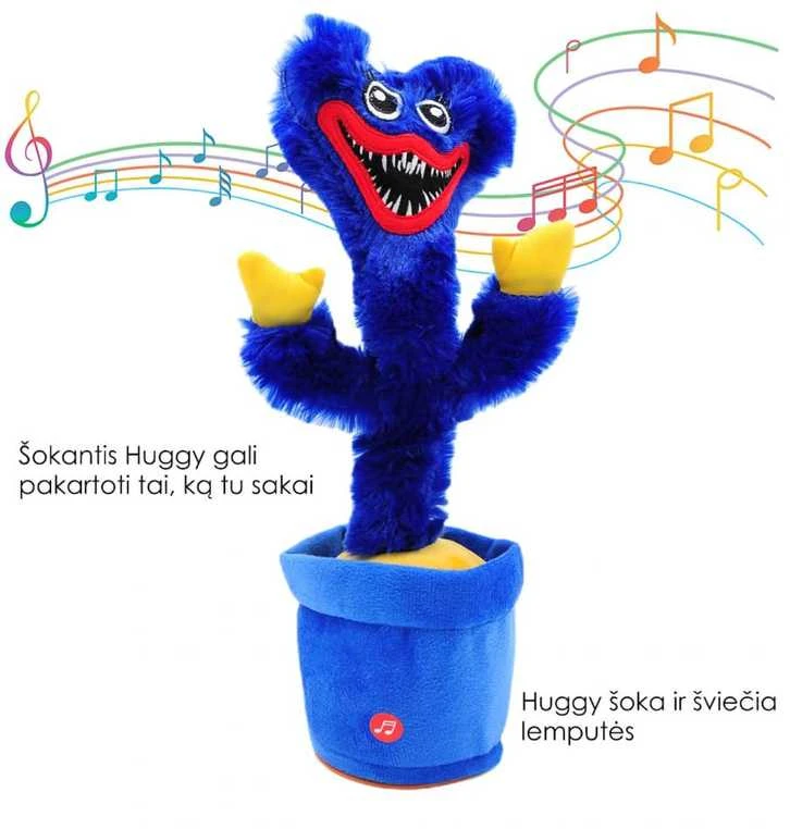 Minkštas šokantis, dainuojantis ir atkartojantis judesius "Huggy Wuggy, Kissy Missy", mėlynas