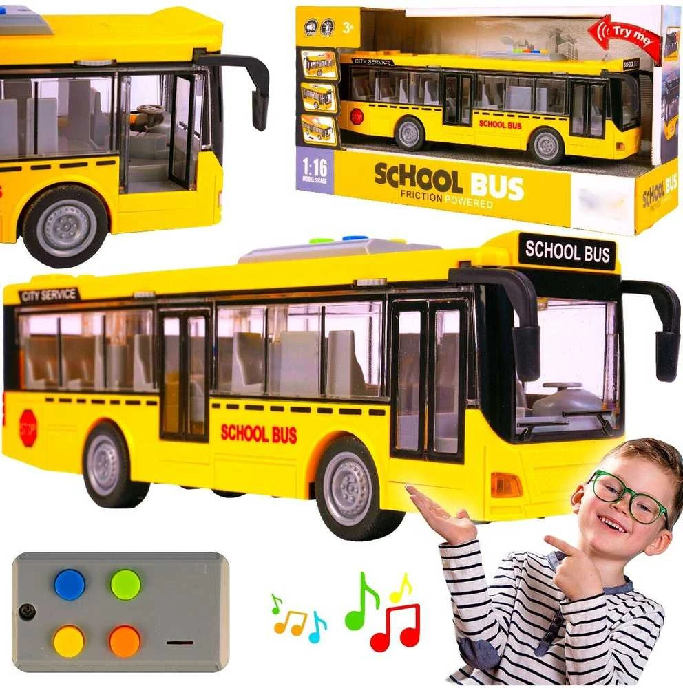 Malplay Žaislinis mokyklinis autobusas su šviesa, garsu ir atsidarančiomis durimis