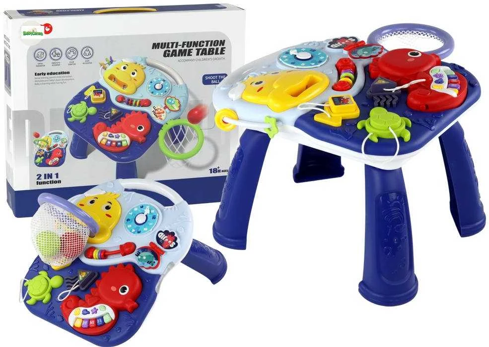 Edukacinis stalas 2in1 Sea Animals Basket Balls Lean Toys, mėlynas