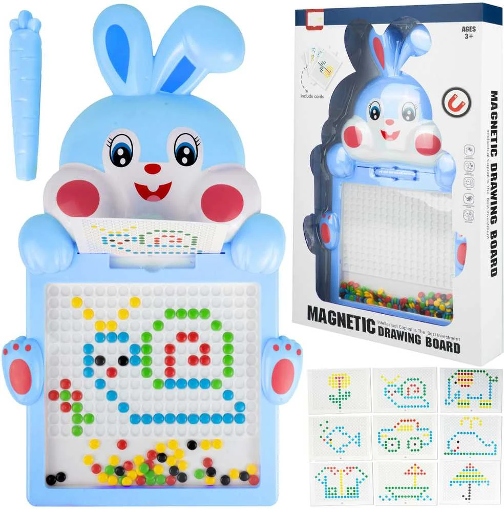 Malplay Magnetinė mozaikinė lenta su karoliukais, šablonų dėlionė, 46.5 cm