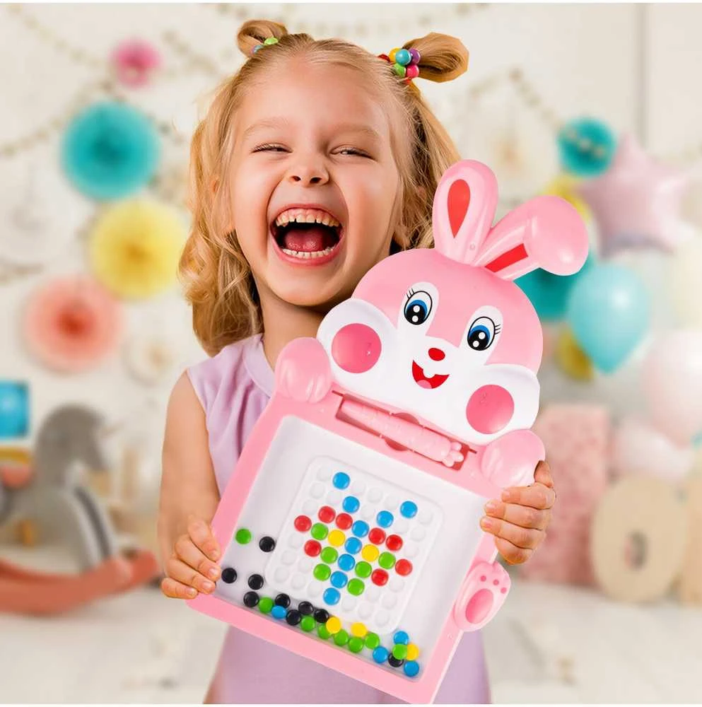 Malplay Magnetinė mozaikinė lenta su karoliukais, šablonų dėlionė, 30.5 cm