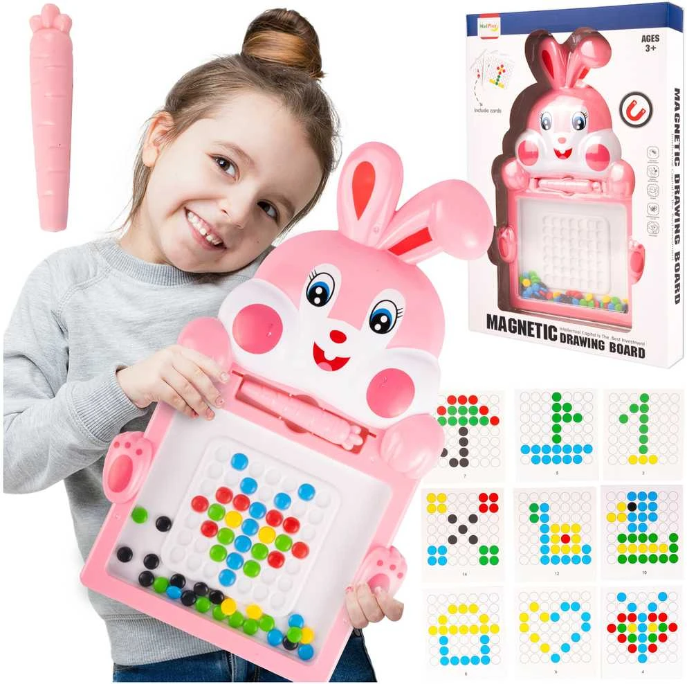 Malplay Magnetinė mozaikinė lenta su karoliukais, šablonų dėlionė, 30.5 cm