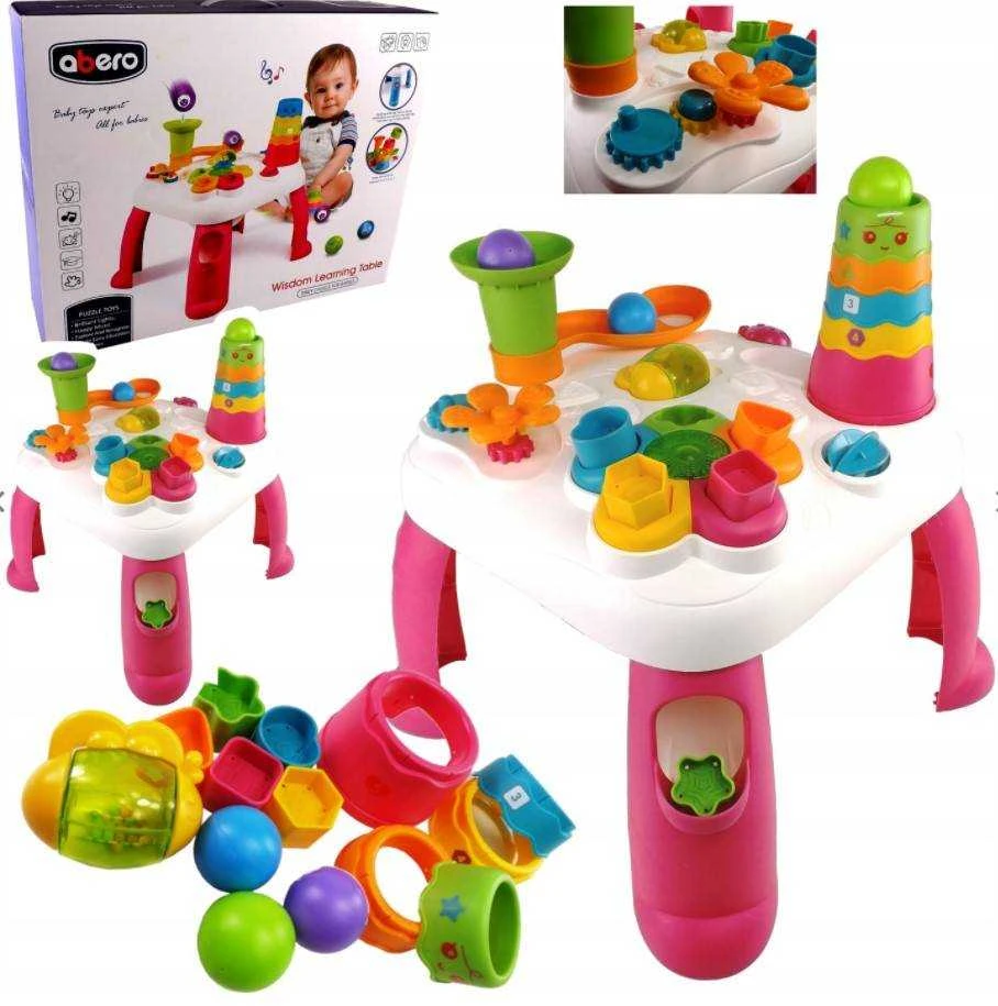 Lean Toys Interaktyvus žaidimų stalas LeanToys su kaladėlėmis, 40x40x51 cm