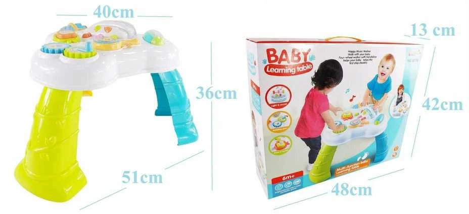 Daugiafunkcinis interaktyvus staliukas Baby Learning table, įvairių spalvų