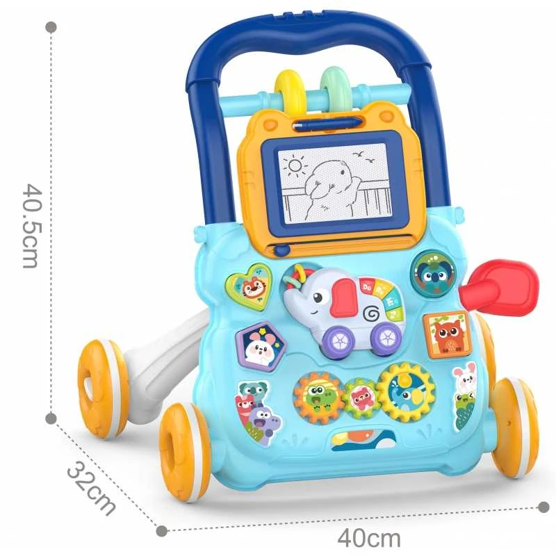 Lean Toys Muzikinis Stumdukas - Vaikštukas Su Piešimo lenta - Mėlynas