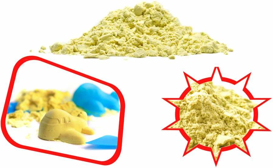 Kinetinis smėlis maišelyje 1kg, Geltonos spalvos