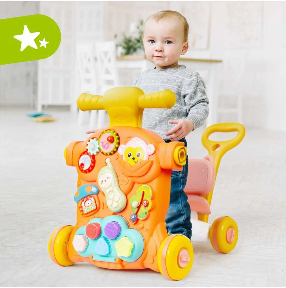 Malplay Oranžinis Daugiafunkcinis stumdukas kūdikiams Montessori 3in1. Oranžinis
