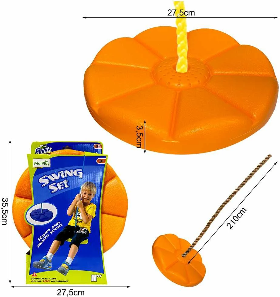 Kruzzel Oranžinis Vienvietės plastikinės supynės "Diskas" Oranžinis