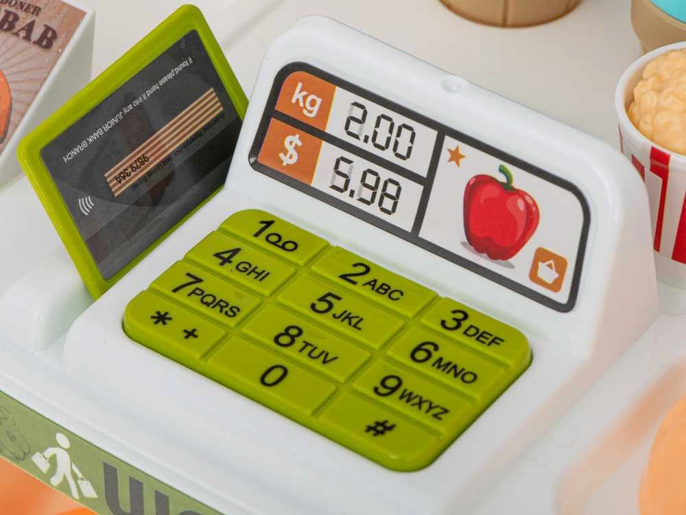 Parduotuvė supermarketas su vežimėliu ir 40 priedų