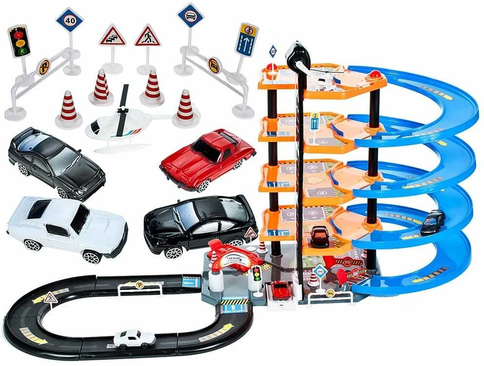 Malplay Žaislinė automobilių stovėjimo aikštelė su trasa ir automobiliais
