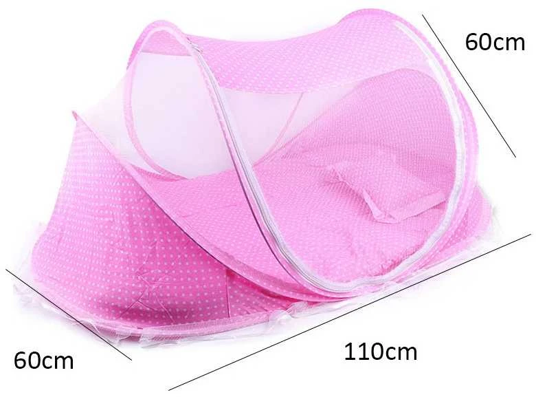 Pink Rožinė Vaikiška turistinė lovytė su tinkleliu “ Rožinė ”