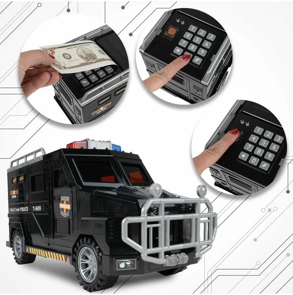 Malplay Vaikiška taupyklė seifas su PIN kodu Policijos automobilis