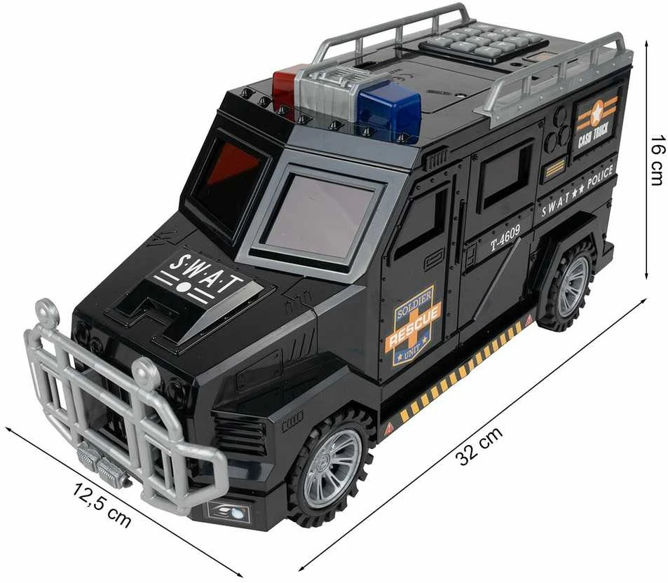 Malplay Vaikiška taupyklė seifas su PIN kodu Policijos automobilis