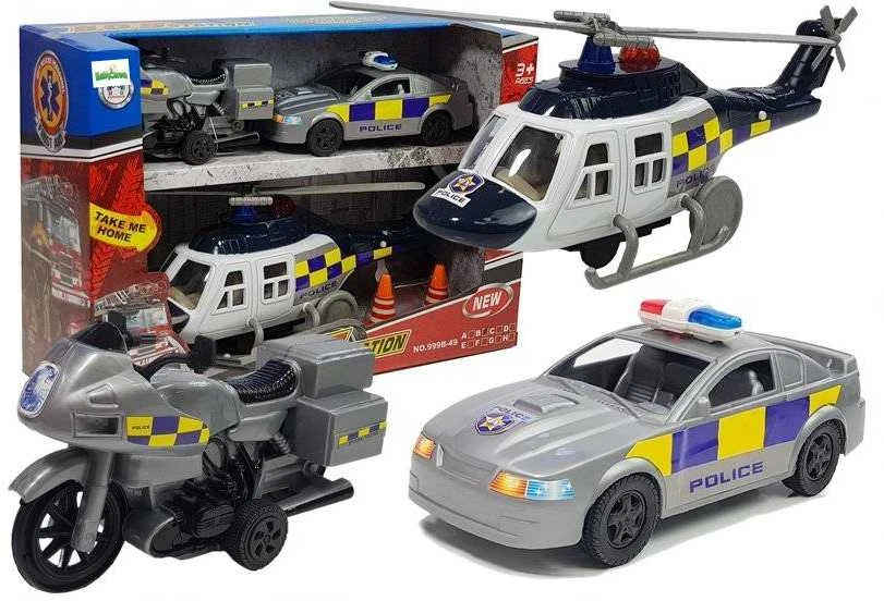 Lean Toys Policijos transporto priemonių rinkinys su šviesomis ir garsais
