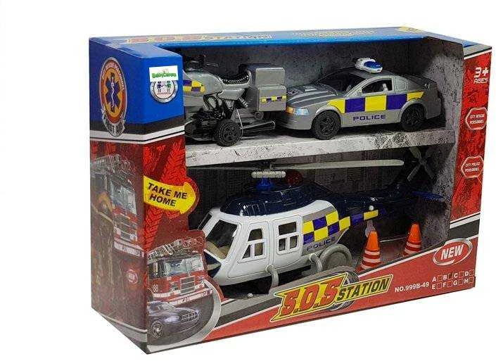 Lean Toys Policijos transporto priemonių rinkinys su šviesomis ir garsais