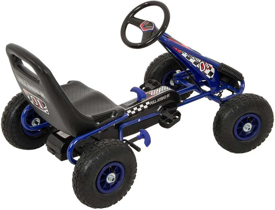 Pedalais minamas kartingas su reguliuojama sėdyne, mėlyn.