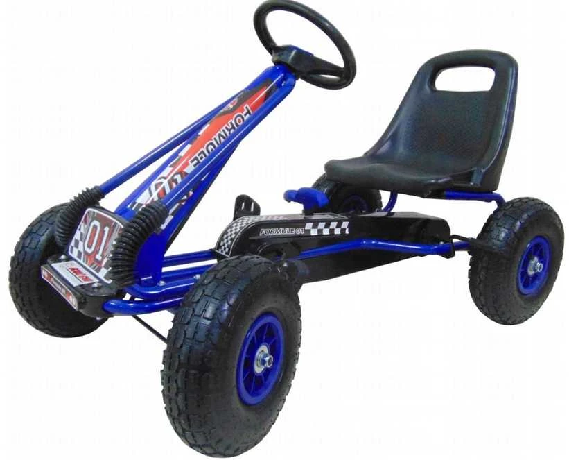 Pedalais minamas kartingas su reguliuojama sėdyne, mėlyn.