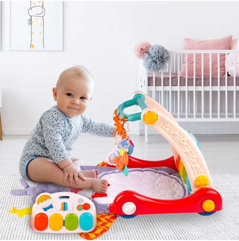 Malplay Lavinamasis muzikinis kilimėlis ir stumdukas kūdikiams 2in 1