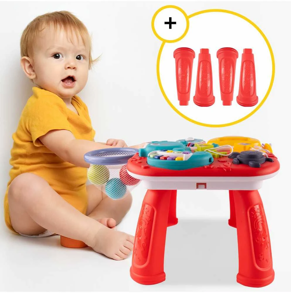 Malplay Lavinamasis stumdukas- staliukas kūdikiams su krepšiniu, 3in 1