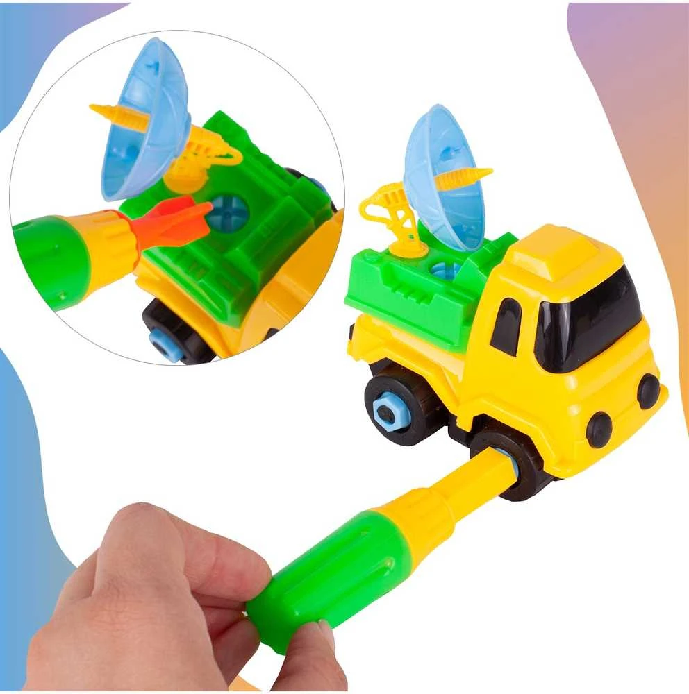 Malplay Žaislinis sunkvežimis vilkikas - konstruktorius su 3 automobiliais