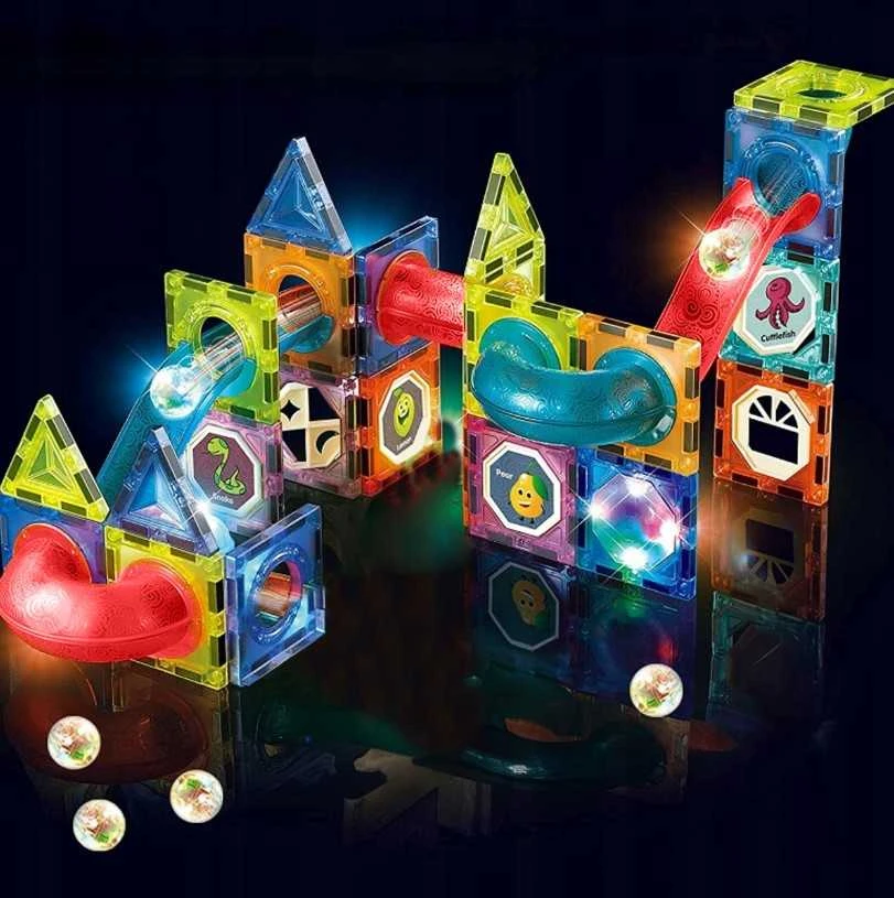 Lean Toys Kamuoliukų trasa su magnetiniais blokeliais, 202 detalės