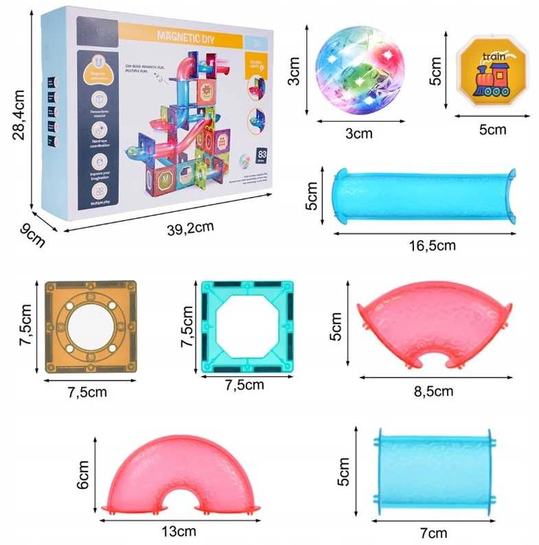Šviečiantis Magnetinis lavinamasis konstruktorius Light Magnetic, 83 dalių