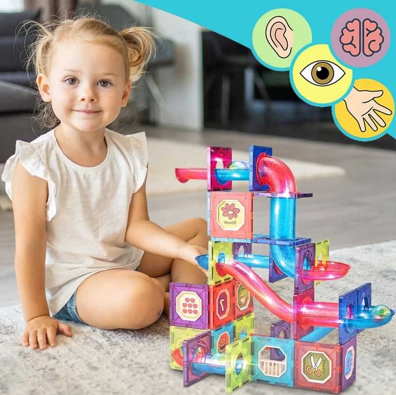 Magnetinis konstruktorius Lean Toys Light Magnetic Blocks, 110 d.