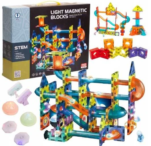 Magnetinis konstruktorius Lean Toys Light Magnetic Blocks, 110 d.