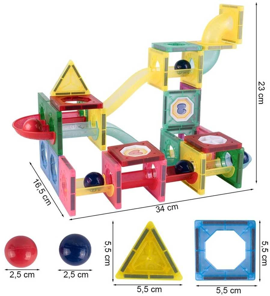 Malplay Magnetinis konstruktorius spalvoti blokeliai, 75 vnt
